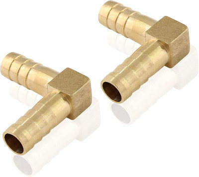 2 Pack Brass Hose Barb Fitting 3/8'' X 3/8'' 10Mm ID 90 Degree L Right Angle Elbow