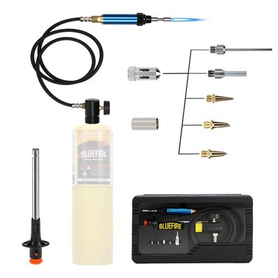 BLUEFIRE 3' Hose MAP/MAPP Gas Soldering Mini Pen Torch Kit Blue