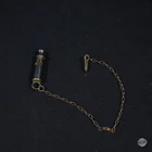 WW1 US Army Brass Trench Whistle with Chain & Hook - Vintage Military G.I. Style