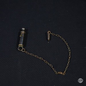 WW1 US Army Brass Trench Whistle with Chain & Hook - Vintage Military G.I. Style