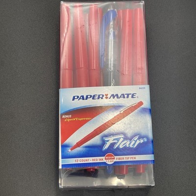 Paper Mate Flair 84201 Red Felt Tip Pens 12 Pack 1.0mm NOS 2003 w Bonus Pen