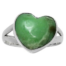 Heart Utah Variscite 925 Sterling Silver Ring Size 7 Natural Green Gem