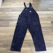 Carhartt Overalls Mens 44x30 Blue Duck Canvas Bib Workwear Carpenter 102776-412