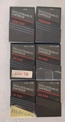 Vtg Texas Instruments TI-95 8k Ram Memory Cartridges (4) &  ROM/RAM Covers (2)