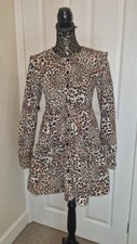 Topshop Animal Leopard Print Panelled Shift Festival Dress Size 10