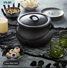 4-Quart Cast Iron Cauldron Pot w/ Handle Black Finish Versatile Cookware