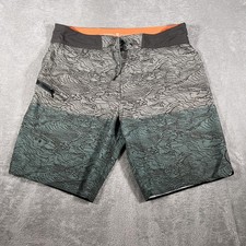 Roark Revival Savage Board Shorts Mens Large Gray Green Trunks Drawstring Surf