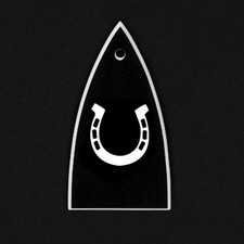 GUITAR TRUSS ROD COVER - Engraved Etched - ESP LTD - HORSESHOE Lucky Horse Black