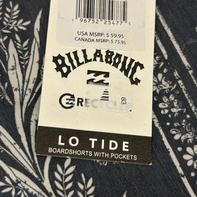 38 Billabong Board Shorts Mens 38 Gray Sandtrax Floral Lo Tide