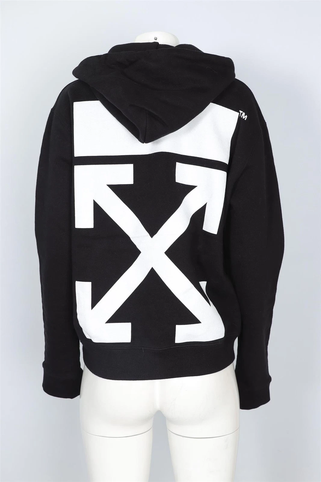 OFF WHITE FELPA CON CAPPUCCIO COTONE NERO MEDIA