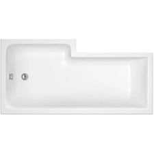 Balterley Modern L Shape Right Hand Shower Bath Tub with Leg Set, 1600mm - White