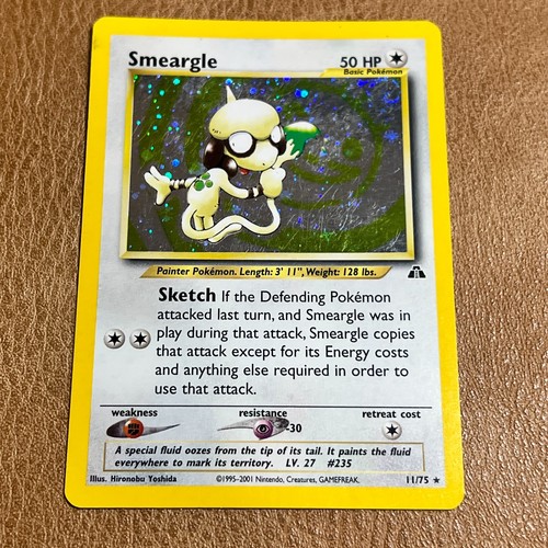 Smeargle 11/75 Neo Discovery Pokemon TCG Card Holo Rare Vintage 2001 Swirl LP