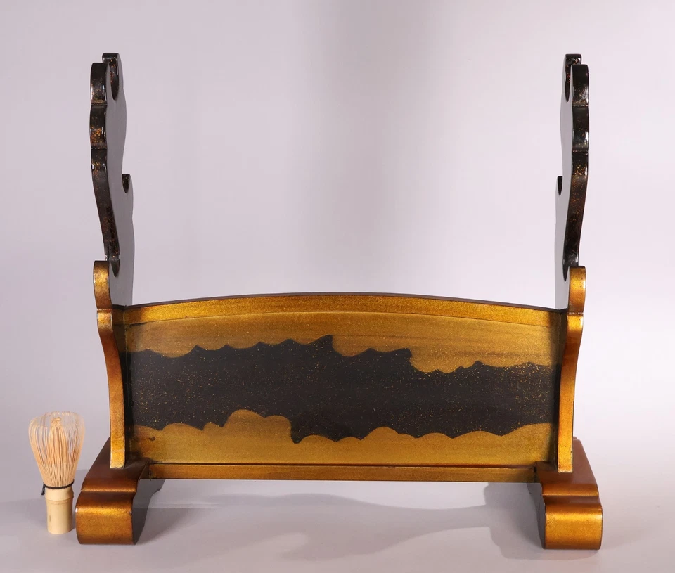 Japanese Lacquer Samurai Sword Rack Stand Three Tier Pearskin Makie KATANA-KAKE - Image 2 of 4