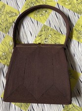 Vintage 1940s Genuine CORDE, Beautiful Mid Brown Handbag With Clasp & Handle