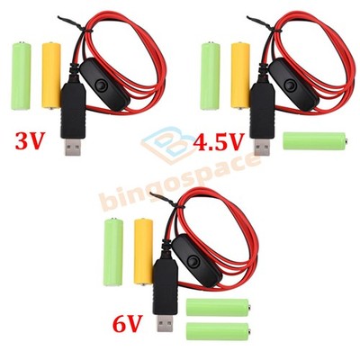 USB Power Supply Replace 2~4pcs AA/AAA Battery for Clock Toys Lights LED