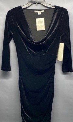 NWT Boston Proper Women's Proper Black Velvet Slim Shape Dress Size 4