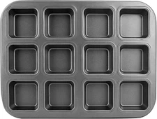 Brownie Pan with Dividers, 1 Set 12 Cavity All Edges Square Cupcake Brownie Pans
