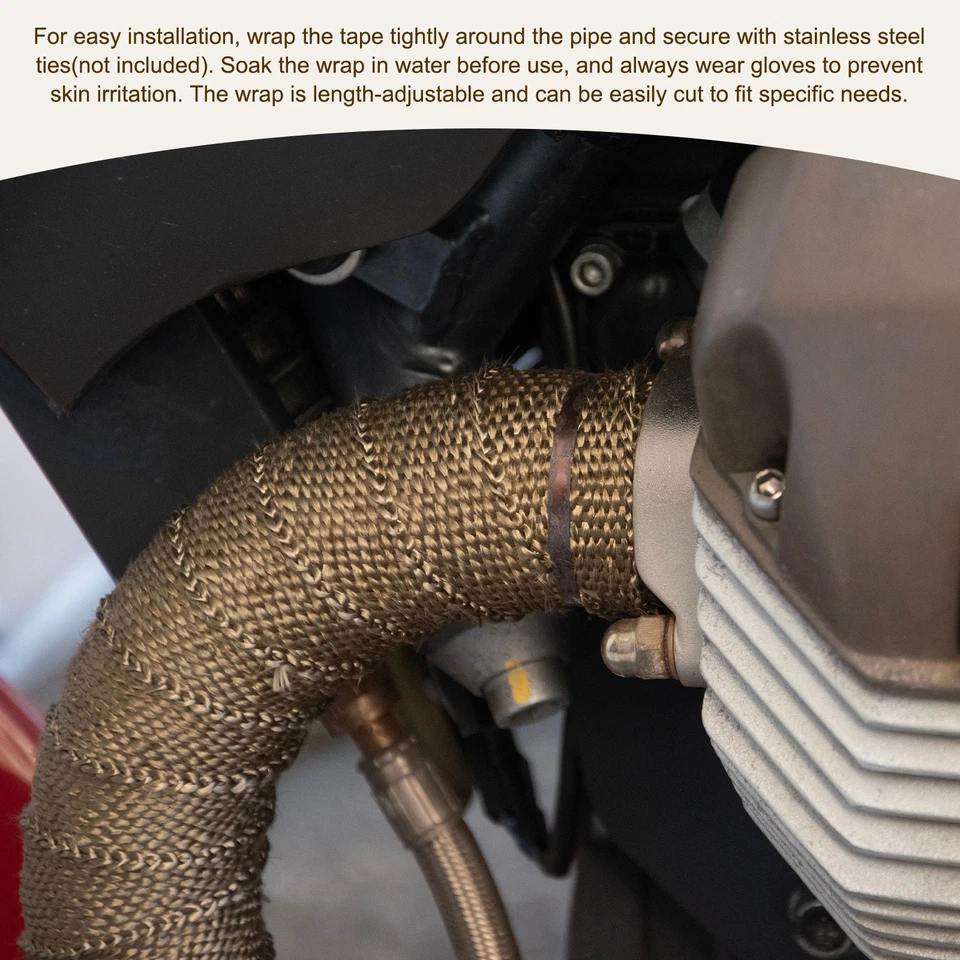 2"x 16 ft Volcanic Rock Fiber Exhaust Header Wrap Roll for Car, Red Foto 4 de 4
