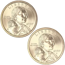 2007 P D Native American Sacagawea Sacagawea BU Dollar 2 Coin Set