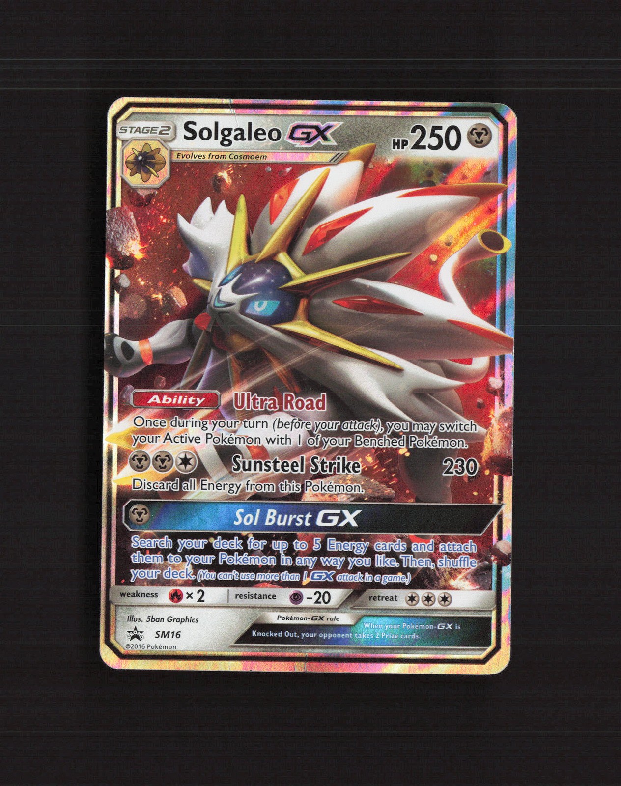 Solgaleo GX SM16 Sun & Moon Black Star Promo Holo Pokemon Card DMG