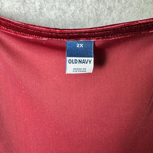 Old Navy Red Velvet Dress Womens 2X Holiday Stretch Mini Minimalist Party NWT - Picture 3 of 9