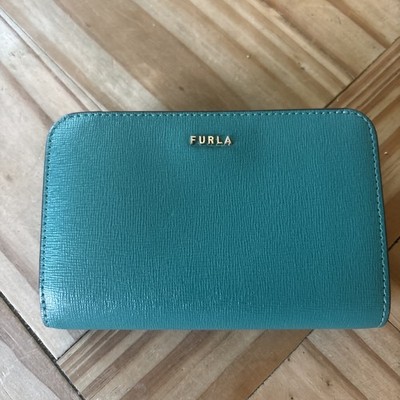 Furla Damen Geldbörse Leder grün  mit Reißverschluss, Logo & Kreditkartenfächer