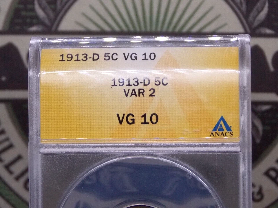 1913 "D" Indian Head BUFFALO Nickel **TYPE 2** 5c ANACS VG10 #544 Very Good - Image 4 of 4