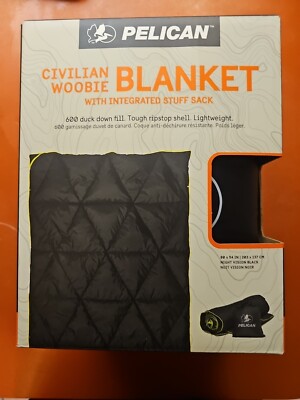Pelican Outdoor Civilian Woobie Blanket Black 78in x 53in NEW!