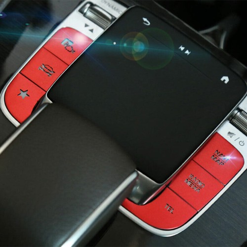 For Benz GLE GLS 2020-2022 Red Aluminum Central Control Switch Button Sticker 5X - Picture 2 of 6