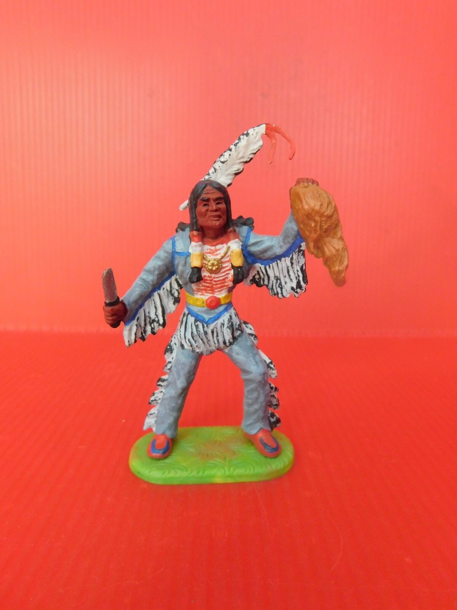 Figurine Elastolin Western – Indien à Cheval Au Combat (état D'origine)
