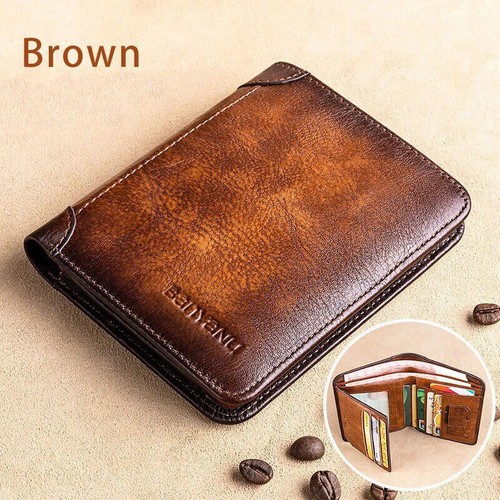 Cartera RFID Monedero Hombre Portmonee Full Piel de vacuno Tarjetero- - Imagen 11 de 14