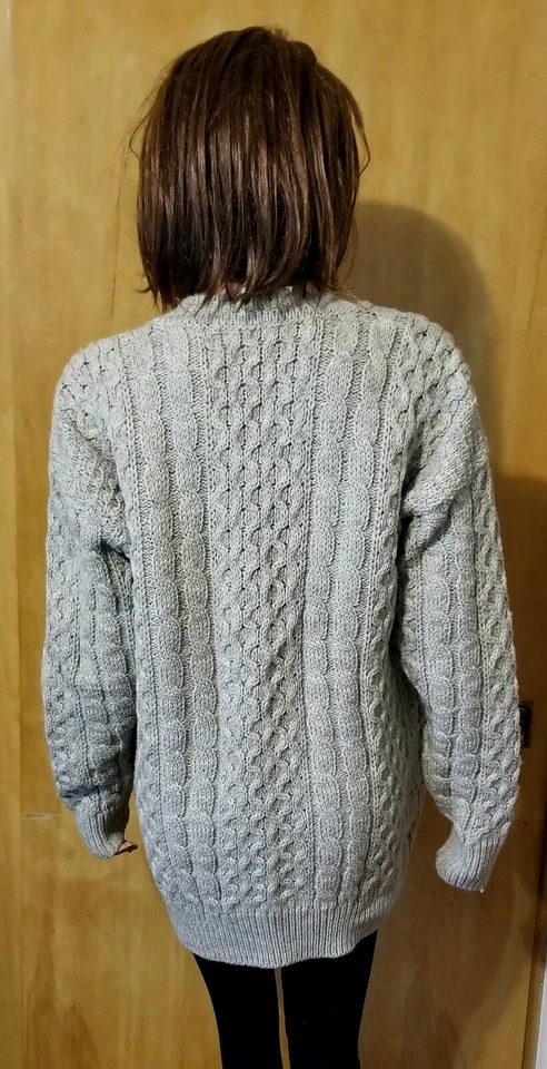 MUJER GERALARRA ARAN IRLANDÉS PRENDAS DE PUNTO LANA CABLEADO CÁRDIGAN SUÉTER ~ GRANDE Foto 3 de 4