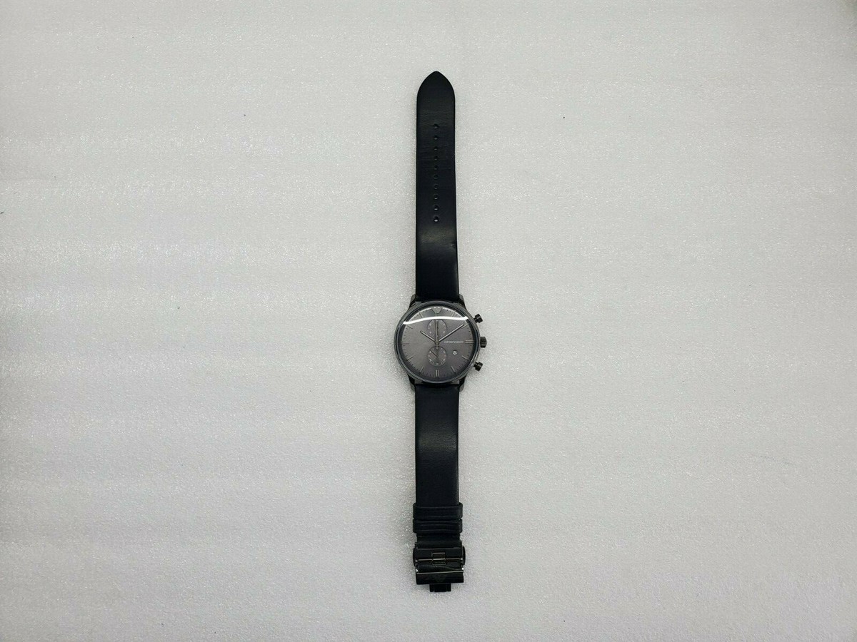 【emporio armani】03aw leather switching EMPORIO ARMANI CHRONOGRAPH DATE BLACK LEATHER STRAP MEN'S WATCH