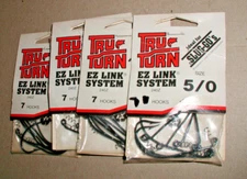 28 TRU TURN EZ LINK Size 5/0 ROTATING-SHANK HOOKS,Catch 50% more Fish:4 Packs