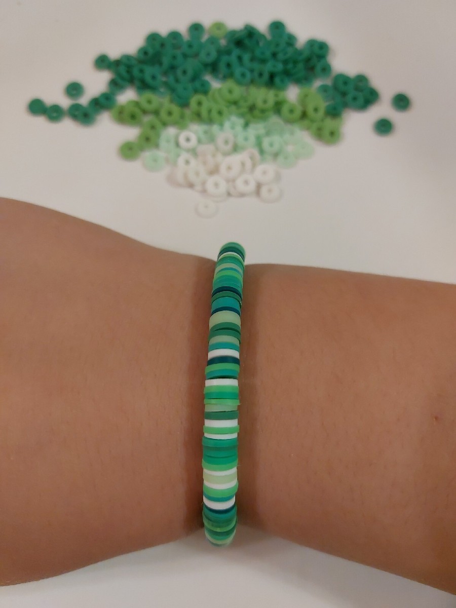 Green Mix Preppy Clay Bead Bracelet🐢💚🌴🥝