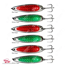 Qty 6 Fish WOW!® 1oz crocodiles Spoon trolling Casting Jigs Lure Green Red @US