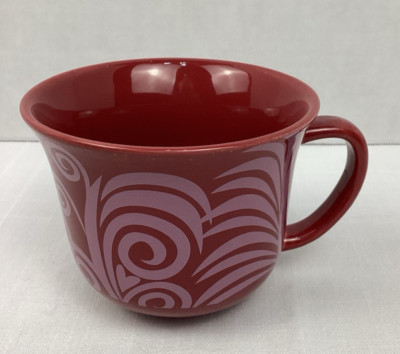 Marketplace Brands Large Coffee Tea Mug Cup, Leaf Design Red Pink