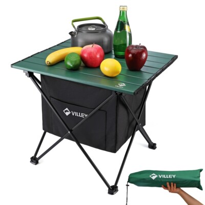 VILLEY 19'' Camping Side Table w/Carrybag Ultralight Aluminum Folding Beach Table
