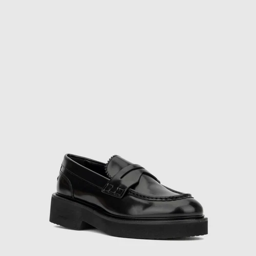 $440 AQUATALIA MARICE LOAFER SHOES SMOOTH LEATHER PLATFORM BLACK 7 (DB25)