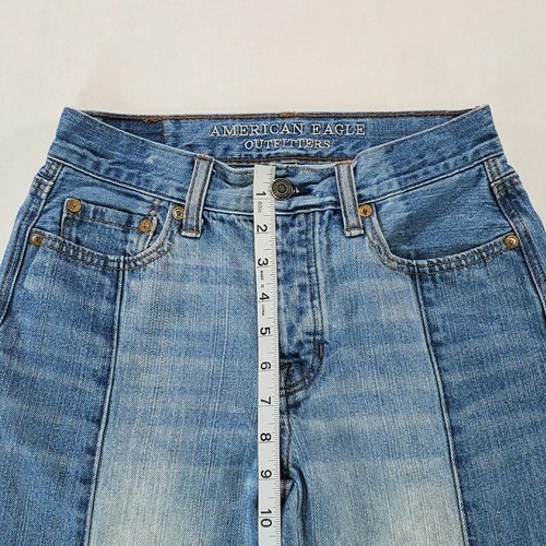 American Eagle Jeans Women's Vintage High Rise Raw Hem Blue Denim Mom Jean - 第 8/10 張圖片