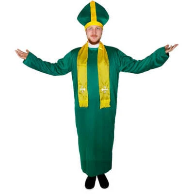 ILOVEFANCYDRESS MENS IRISH PRIEST COSTUME GREEN ST SAINT PATRICK'S DAY BISHOP VICAR FANCY DRESS