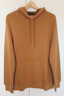 BUGATCHI - Sweatshirt Kapuze Baumwolle Modal Dijon Senf M - Neu mit Etikett