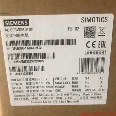 1FL6 064-1AC61-2LG1 NEW SIEMENS SIMOTICS Operating Voltage 1FL6064-1AC61-2LG1
