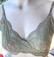 Victoria Secret Rare Vintage bralette M   Sage Green Crochet Lace Unlined