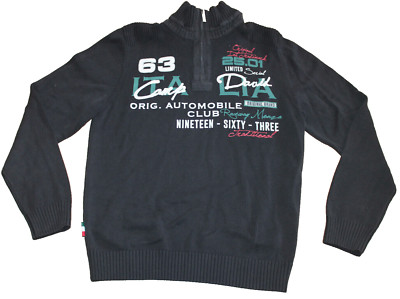 Camp David Pullover Gr.L Baumwolle Strick Automobile Club Monza Italia Anthrazit