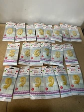 Lot Of 20 Anagram Inflatable Gold Cake Pick for Birthday Numbers C17