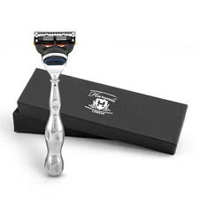 Ergonomic 5 Edge Razor for Men, Metallic Women's Razor, Body Face Razor, Black