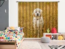 3D White Cute Dog Grass ZHUA1054 Photo Curtain Window Blockout Fabric Amy 2023