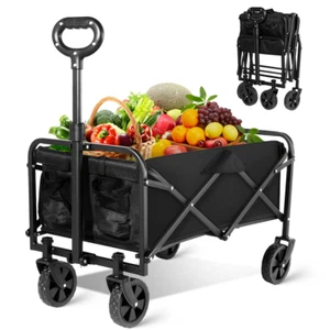 Uten Chariot pliable avec roues –200lb Capacité d'épicerie, de pêche, de camping