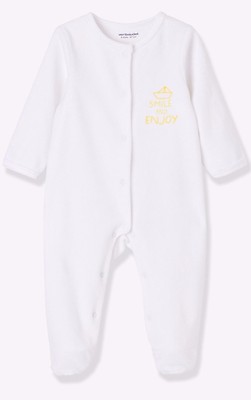 Baby White Velour Sleepsuit, 3/6 months, New